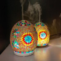 Humidificateur d'air intelligent de couverture en verre de mosaïque fait à la main de luxe 250ml Mini diffuseur d'arôme ultrasonique avec 7 lumières LED romantiques pour la maison