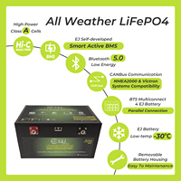 Baterai Lithium Kapasitas Tinggi 12V 320Ah Ukuran Ringkas 355*230*190mm untuk Camper Van, BMS LiFePO4 200A untuk Inverter Tenaga Surya Off-grid