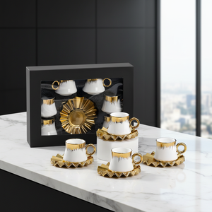 Ensemble tasse et soucoupe à expresso en céramique 100 ml – Coffrets cadeaux d'affaires pour marques de culture du café - Product Image 1