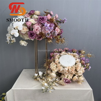 Arrangement floral lisse, décoration de mariage, centre de table, boule de fleurs artificielles en soie rose