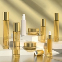 Ensemble d'emballages cosmétiques en verre mat rond pour soins de la peau, flacon de sérum huileux de 300 ml et pot de crème pour le visage
