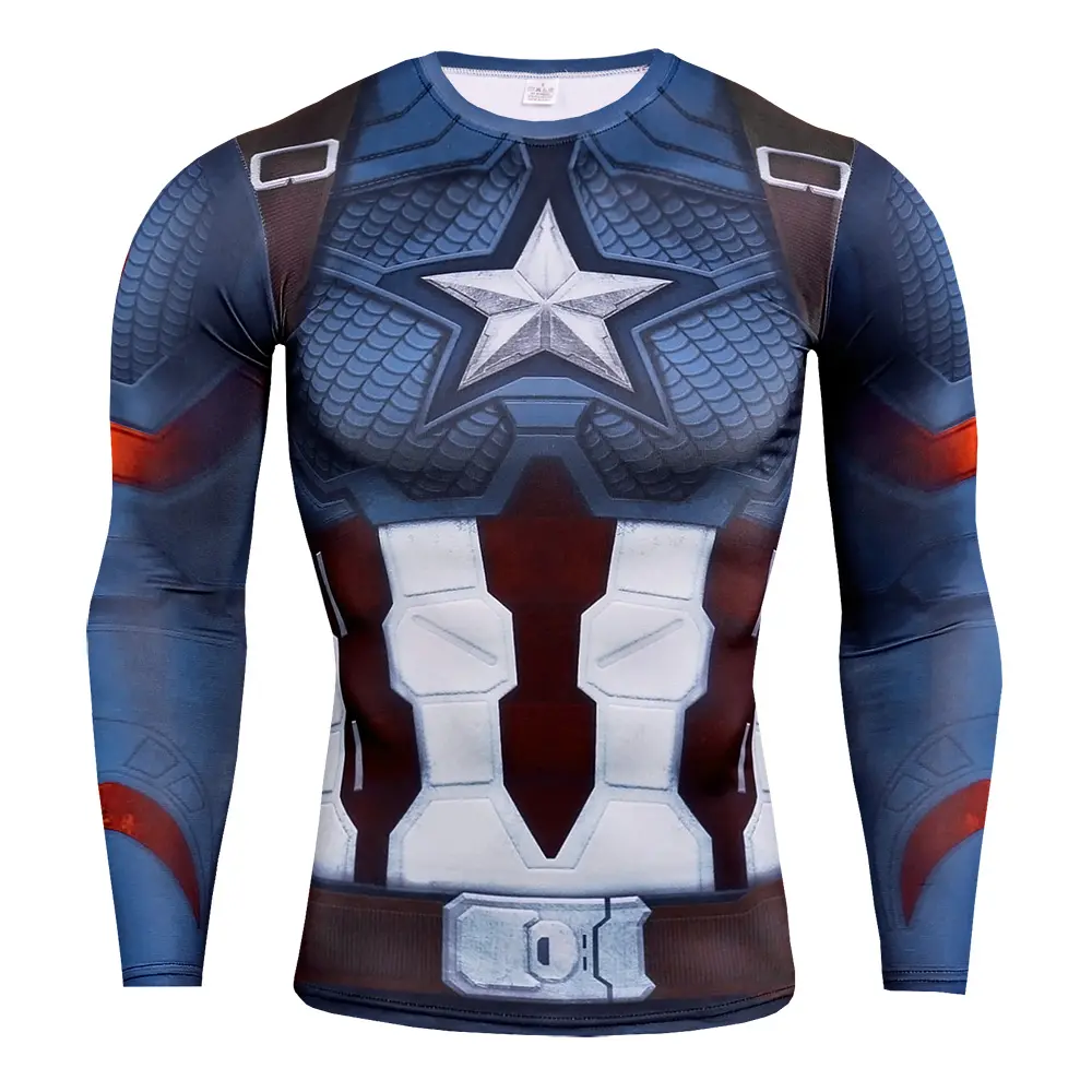 Super-Hero Series Men's Compression Rash Guard Long Sleeve Raglan T Shirt Running Long Sleeve Tee
