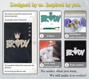 Custom Vvs Moissanite 925 Sterling Zilver Heren Email Iced Out Hiphop Hanger Logo Letter Charm Rapper Sieraden - Product Image 4