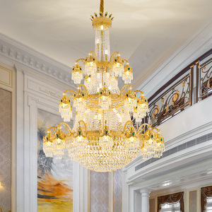 Dài lớn K9 pha lê sảnh sang trọng trong nhà biệt thự Vàng khách sạn tiệc cầu thang Kẽm hợp kim trang trí đèn chùm trang trí đám cưới - Product Image 1