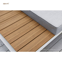 Ensemble de canapé d'angle extérieur en aluminium moderne BHR en forme de L avec table basse en teck pour cour et patio