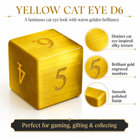 Dés de jeu de société D&D en pierre précieuse polyédrique de luxe faits à la main, effet œil de chat jaune doré, 1 pièce