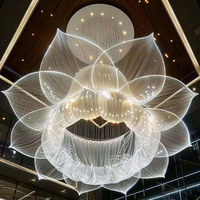 Lustre en cristal artistique moderne personnalisé, cascade de rubans, rideau lumineux LED pour hall d'hôtel, salle de banquet, villa