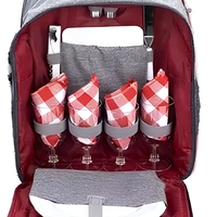 Ensemble de sac à dos de pique-nique durable, portable pour l'extérieur, avec couverts en aluminium, assiettes en mélamine, verres à vin, camping, randonnée, voyage