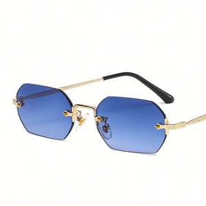 Lunettes de soleil polygonales sans monture pour femmes, style vintage, petite monture carrée, collection 2025 - Product Image 5