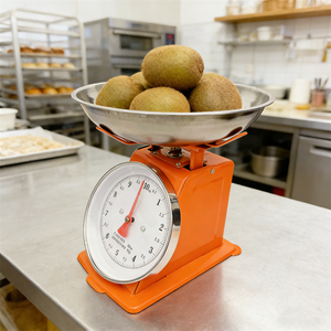 Veidt Weigh 10kg Kitchen <b>Mechanical</b> Dial <b>Scale</b> Household Spring Iron Metal Platform ZZSP-601-10kg Stainless Steel Tray a - Product Image 1