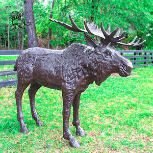 Escultura de Animales Realista de Metal para Decoración de Jardín de <span class=keywords><strong>Tamaño</strong></span> <span class=keywords><strong>Real</strong></span>, Estatua de <span class=keywords><strong>Alce</strong></span> de Bronce de <span class=keywords><strong>Tamaño</strong></span> Natural - Product Image 1