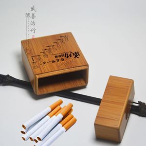Bamboo Cigarette Case Rectangular 88mm Engraved Handmade Gift Box For Smoking Accessories - Product Image 1