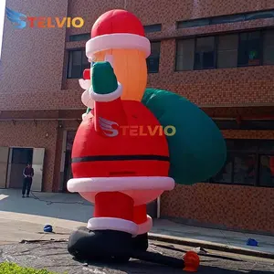 Özelleştirilmiş açık havaya uçurmak noel şişme Santa ve ren geyiği kızak bahçe dekorasyon Polyester şişme