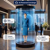 Projecteur holographique 3D de 75 pouces, écran numérique AI, Holotube transparent grandeur nature, équipement publicitaire virtuel cylindrique pour événements