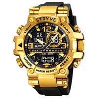 Hommes STRYVE 8025 haute qualité numérique-analogique double mouvement 5ATM montres étanches mode sport hommes Relogio Masculino