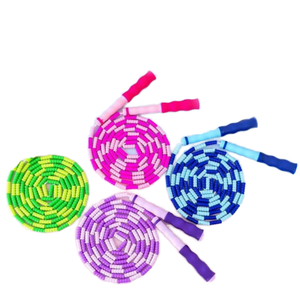 <span class=keywords><strong>Corde</strong></span> à <span class=keywords><strong>sauter</strong></span> pour enfants à longueur réglable, en PVC, avec perles souples à joint de bambou, pour l'entraînement quotidien - Product Image 4