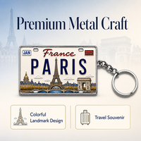 Porte-clés en métal personnalisé avec design de plaque d'immatriculation de la ville de New York, porte-clés souvenir de voiture personnalisé de Los Angeles, Californie