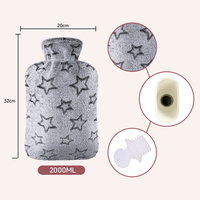 2000ml grande bouteille d'eau chaude motif étoile flanelle couverture sac bouteille en caoutchouc avec couvercle confortable