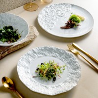Vaisselle en porcelaine pour hôtel, assiettes à dessert, bols à soupe et à salade, vaisselle en céramique style pierre, assiettes créatives pour restaurant
