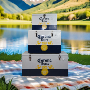 Corona thép không gỉ thực phẩm và đồ uống hộp mát công suất lớn kim loại xách tay 60 lít cắm trại phong cách Mỹ băng ngực - Product Image 4