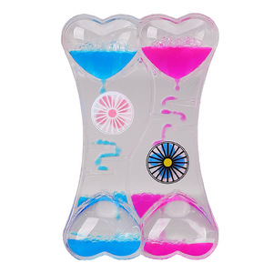 Décoration de bureau en acrylique en forme de double cœur avec goutte d'huile et sablier, jouet anti-stress, cadeau pour enfants et étudiants - Product Image 5