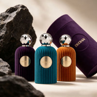 Flacon de parfum de luxe cylindrique à fond épais 50 ml, flacon vide floqué rechargeable avec pulvérisateur, flacon de parfum en verre à sertir avec boîte