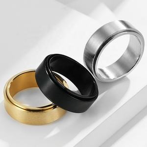 Anillo Giratorio de Acero Inoxidable de 8 mm para <span class=keywords><strong>Hombre</strong></span>, Anillos Clásicos para Aliviar la Ansiedad, Joyería Giratoria para la Inquietud - Product Image 1