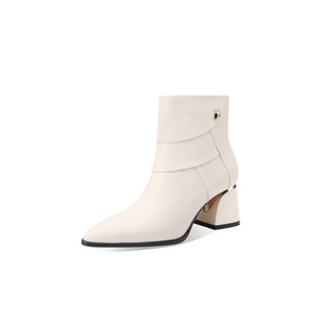 Nouvelles <span class=keywords><strong>Bottines</strong></span> <span class=keywords><strong>Femme</strong></span> Style Britannique à Bout Pointu, en <span class=keywords><strong>Cuir</strong></span> de Vachette Véritable, à Enfiler, avec Boucle et <span class=keywords><strong>Talon</strong></span> Carré, Idéales pour l'Automne - Product Image 2