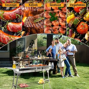 Barbecues et Grills BBQ en Acier Inoxydable de Haute Qualité, Noir, pour Extérieur et Jardin, avec Chariot en Acier Pratique pour les Fêtes - Product Image 4