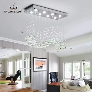 Iwork sang trọng sáng tạo đèn chùm LED lihgt nhà hàng đèn hình chữ nhật thủy tinh ánh sáng mặt dây chuyền - Product Image 1