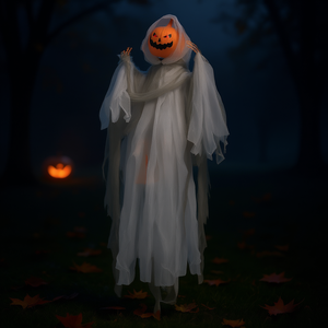 Calabaza Fantasma de Halloween para Exteriores de 3.9' con Ojos Iluminados, Activación por Sonido, Accesorio Espeluznante con Sonidos para Diversión Terrorífica - Product Image 2