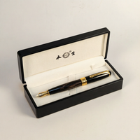 Boîte à stylos en bois noir laqué brillant avec doublure en velours, logo personnalisé, boîte de rangement de luxe pour stylos, coffret cadeau pour entreprise, cadeau d'entreprise