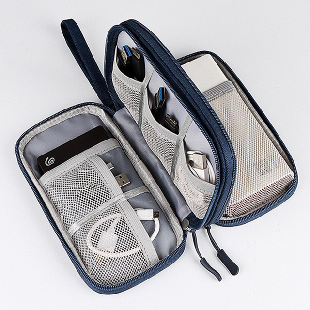 Waterproof Travel Organizer Pouch Double Layer Storage Bag for Phone Charger Cable Earphone Cord Accessories