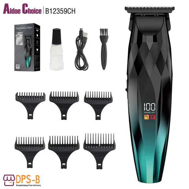 Adjustable Cordless Professional T-Blade Trimmer Barber Hair Cut Machine Rechargeable Electric Hair Clippers for Men