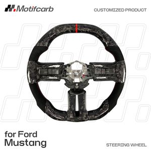 Volante de fibra de carbono forjado a medida para Ford Mustang Shelby GT GT500 Coupe Boss 302 S197 2005-2014 con empuñaduras de microfibra - Product Image 2