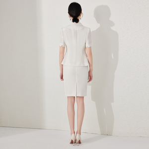 Nuevos trajes de <span class=keywords><strong>falda</strong></span> de trabajo para mujer de oficina y Blazer ODM OEM estilo francés a medida de negocios conjuntos de dos piezas de media manga <span class=keywords><strong>traje</strong></span> personalizado - Product Image 5