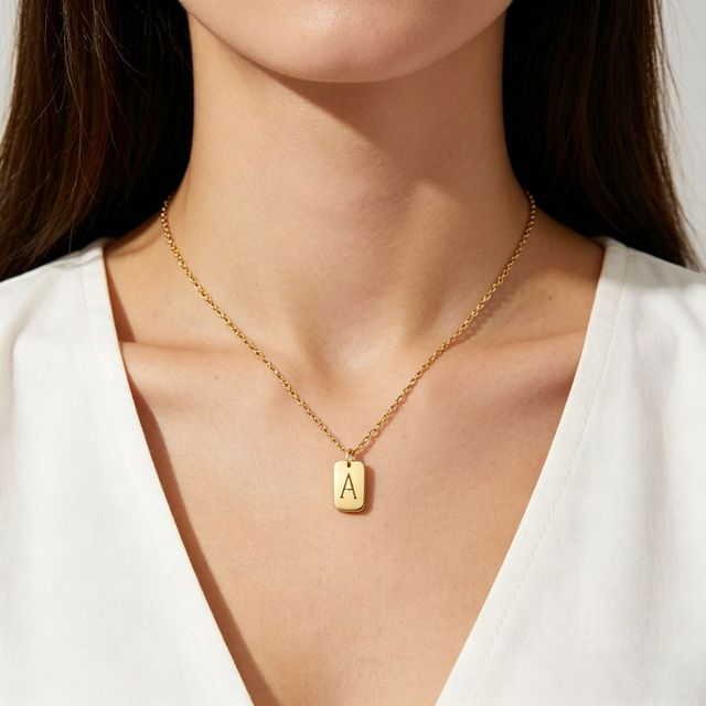 OEM Custom Jewelry Hollow Dainty Cute Initial Letter Alphabet Stainless Steel Pendant Fashion Jewelry Necklace Wholesale