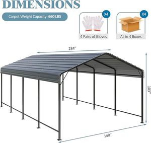 Abri d'auto de haute qualité Tente de garage Auvent de voiture Tente d'auvent de stationnement de voiture en acier galvanisé - Product Image 2