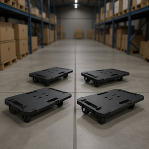 Black Polypropylene Platform Hand Cart 661.4 Lb Capacity Four Wheel <b>Transport</b> Solution for Material Handling - Product Image 2