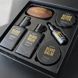 Bellezon Private Label Men Beard Grooming Kit Beard Oil Balm Butter Conditioner Comb Brush Wholesale Beard Care set