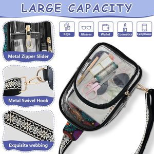 Neon Graffiti <b>Clear</b> Sling <b>Bag</b>, Sports Bike Print Crossbody Chest Pack, 18*26cm Polyester Adjustable Transparent Shoulder <b>Bag</b> - Product Image 3