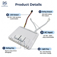 Sakelar Sentuh Dua Tombol Terintegrasi ETL FCC Input 100-240V 12V 24V dengan Fitur Anti Embun dan Tahan Air IP44 untuk Cermin LED Rumah dan Hotel