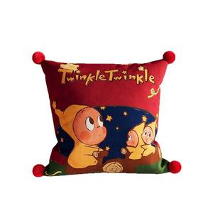 Slow Down Twinkle Twinkle Cartoon Pillow Square Removable <b>Cover</b> PP Cotton Filling Decorative Throw Pillow for Home Bedroom Sofa - Product Image 1