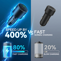 Chargeur de voiture portable ultra-rapide en alliage d'aluminium personnalisé QC3.0 95W 65W 30W Type-C avec SCP pour écouteurs et téléphone