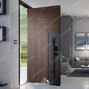 יוקרה שיש גימור אבטחה דלת כניסה נגד גניבה עם לוח פורניר אבן & מערכת מנעול חכמה לדירה וילה - Product Image 3