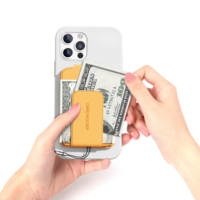 Dompet ponsel kulit magnetis kuat dompet saku kartu slot kartu ganda tempat ponsel dengan dudukan untuk iphone