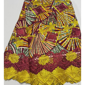 Dentelle de broderie au crochet en cire dorée, Pagne <span class=keywords><strong>Hollandais</strong></span>, Textiles en coton ciré africains originaux - Product Image 3