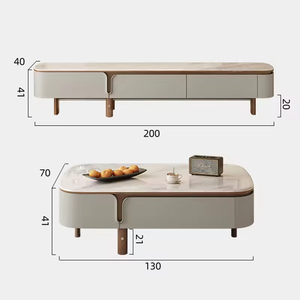 Ensemble de <span class=keywords><strong>meuble</strong></span> <span class=keywords><strong>TV</strong></span> moderne <span class=keywords><strong>haut</strong></span> de gamme <span class=keywords><strong>et</strong></span> table basse avec tiroirs de rangement en bois <span class=keywords><strong>et</strong></span> plateau en pierre frittée pour salon <span class=keywords><strong>et</strong></span> hôtel - Product Image 6