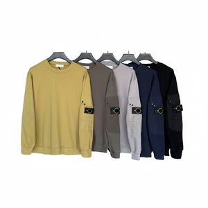 Pull-over décontracté en molleton 100 % coton à col roulé, grande taille, manches longues, avec logo brodé sur le bras, pour homme – Vente en gros - Product Image 1