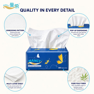 <strong>Mancy</strong> Brand 2/3/4/5Ply OEM Custom Virgin Wood Pulp Soft Strong Disposable Restaurant Hotel Paper Facial Tissue Napkin Paper - Product Image 4